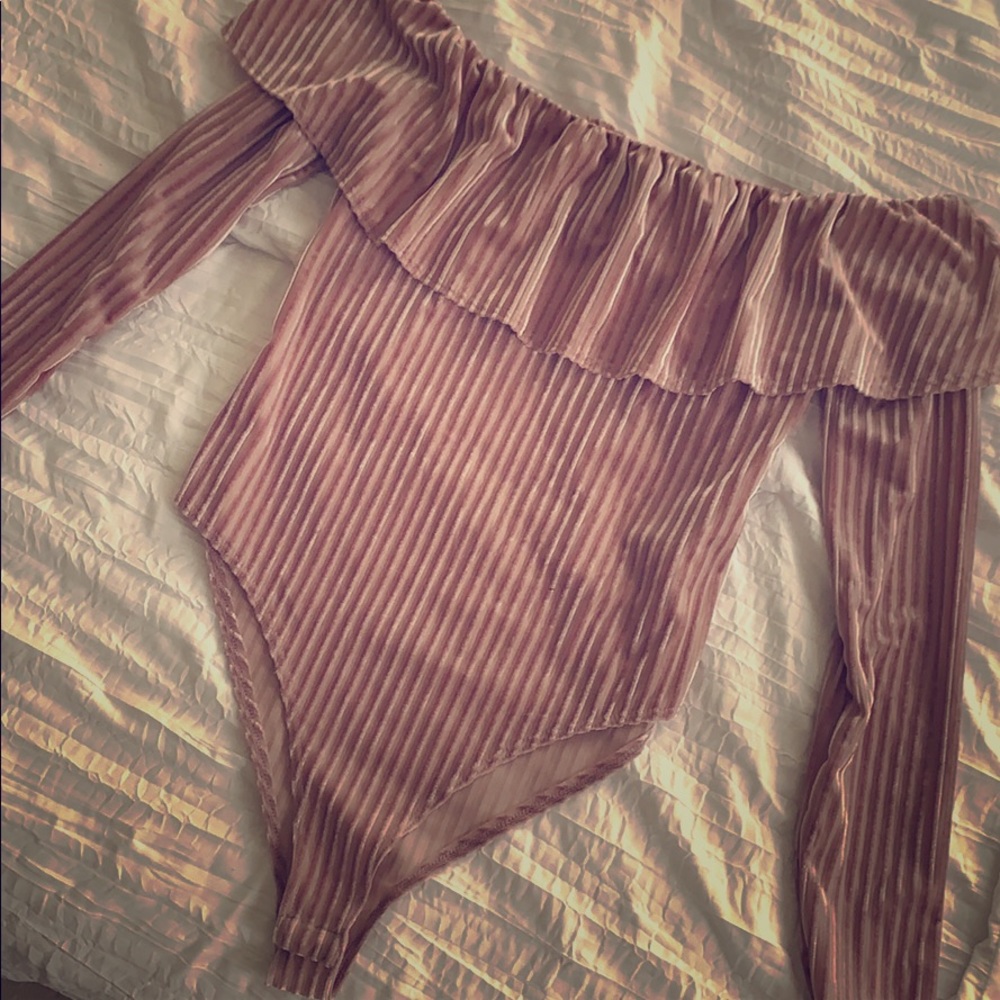 Suede pink body suit